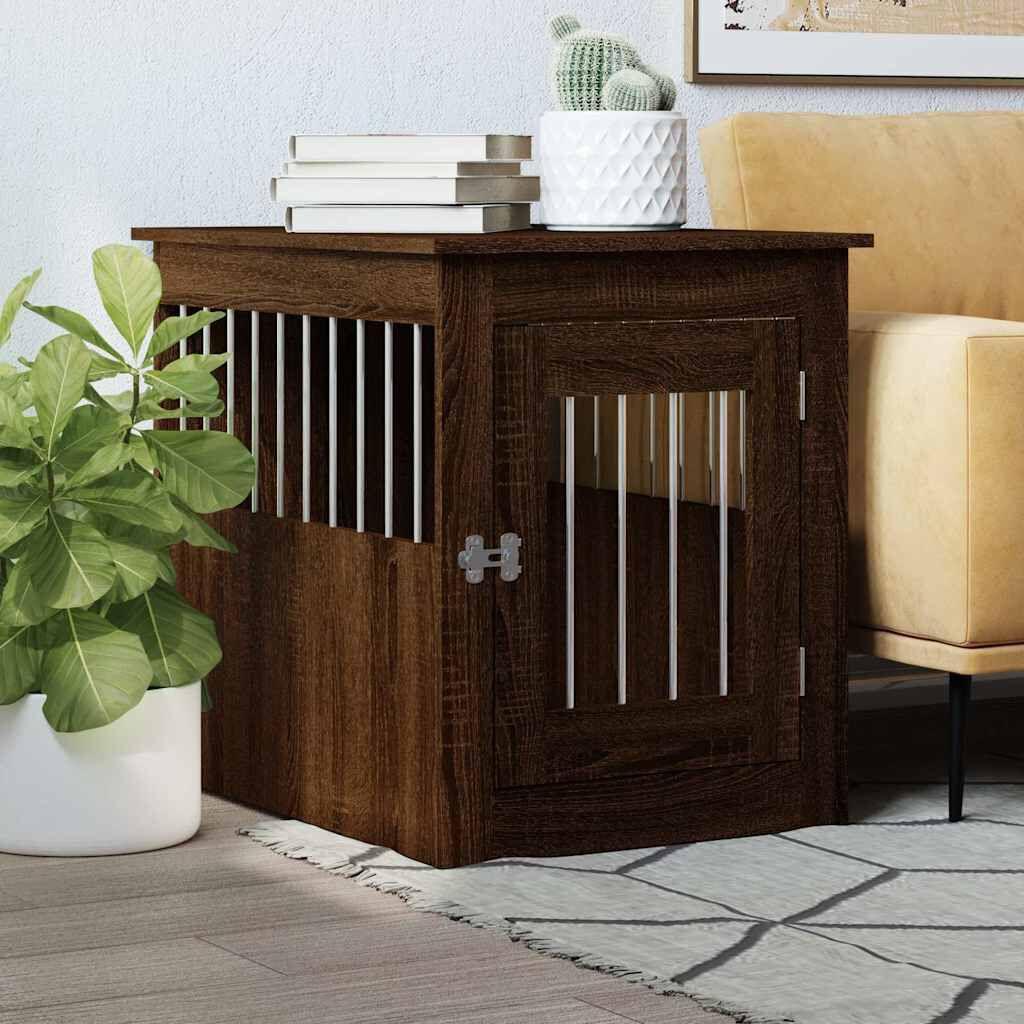 vidaXL Dog Crate Furniture, Brown Oak, 55 x 75 x 65 cm