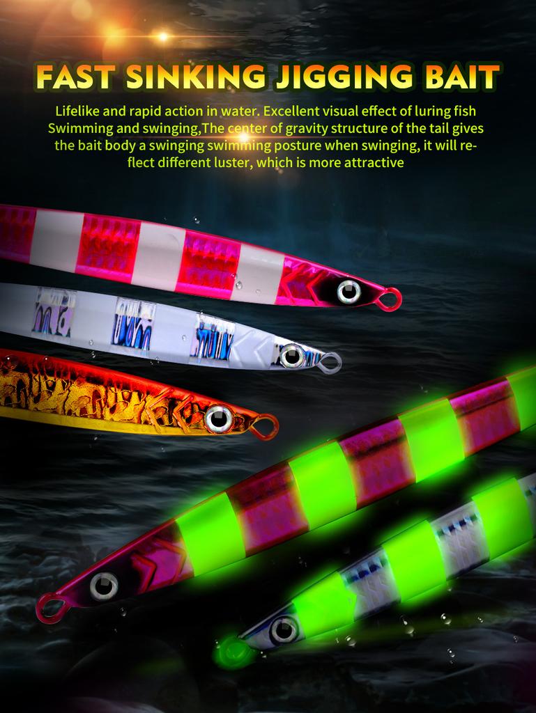 Köder Yuantou Meeresangeln Ufer Werfende Eisenplatte Langer Streifen Schnellzieh-Eisenplatte Fake-Köder 80g 100g 120g Tiefsee-Eisenplatte Bleifisch