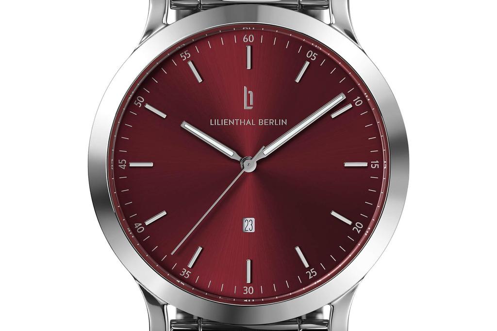 Lilianthal Berlin Silver Watch with Date Made In Men's Display, Germany, H01-108-B043AS