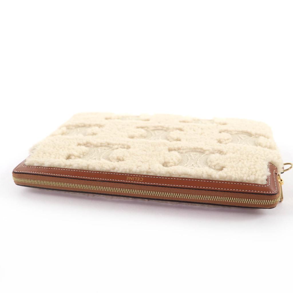 Pristine CELINE Clutch bag SMALL POUCH WITH STRAP shearling leather 10J503FJ4 Used