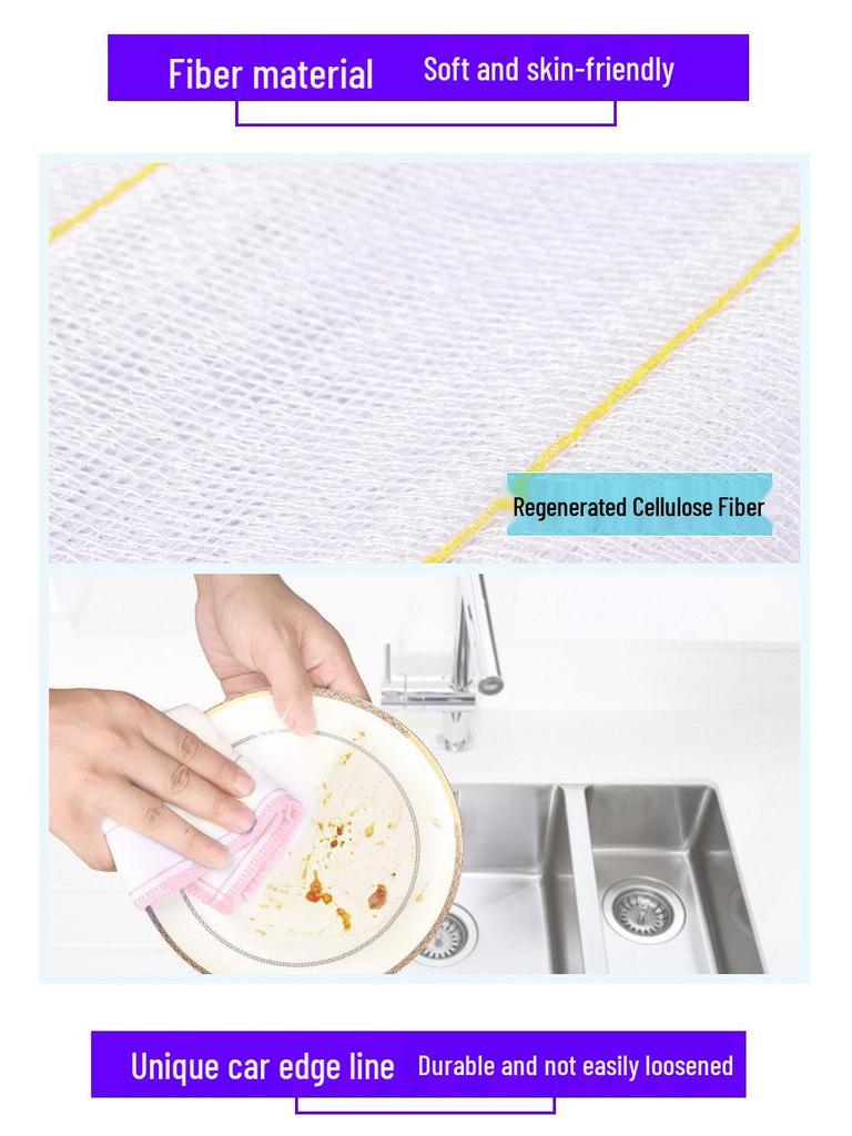 Miao Jie 5-Piece Magic Cloth: 8-Layer Plant Fiber, Stain Removal, Wear-Resistant, Oil-Repellent, Water-Absorbing.