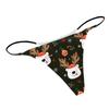 Women Low Rise Thong Panties Christmas Print Elastic Waistband Sexy Underwear Lightweight Breathable Fabric Comfortable Fit