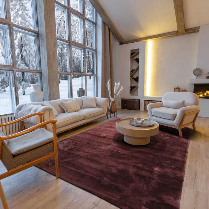 Living Room Rug Faux Fur Extra-soft Brown 120x160