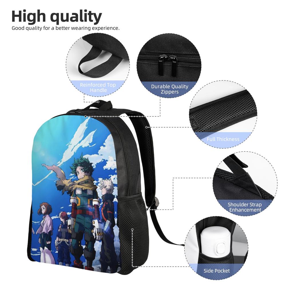 My Hero Academias Backpack for Women Men Waterproof College School Manga Bag Print Bookbag