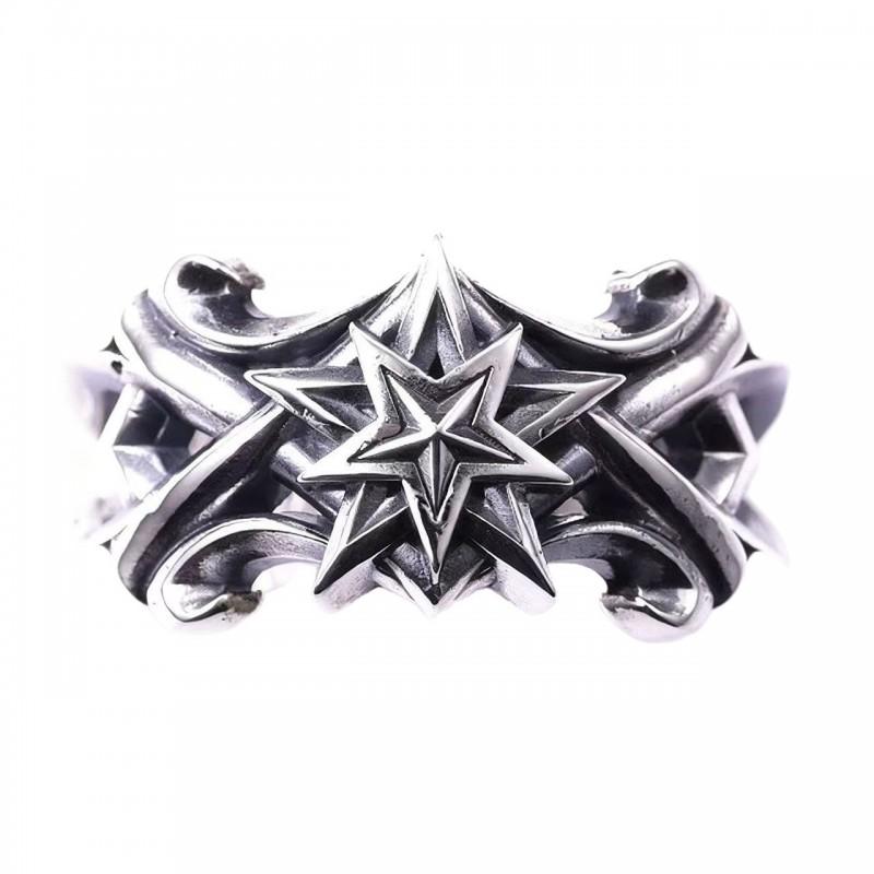 Verstellbarer offener Ring mit Vintage Kreuz Stern Motiv Retro Punk Unisex Modeschmuck