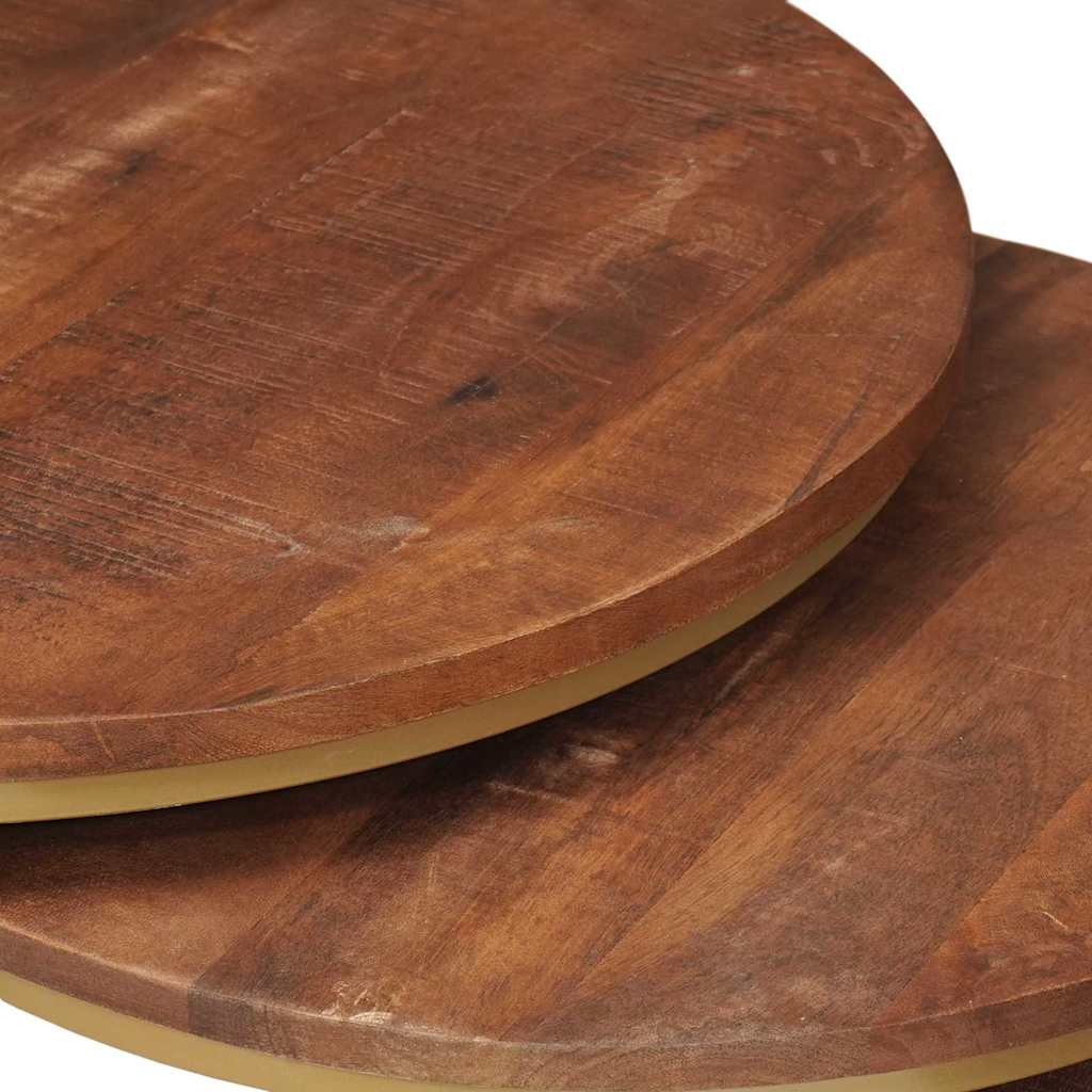 Nesting Coffee Tables Set 2 Pcs Honey Brown Solid Mango Wood and Steel