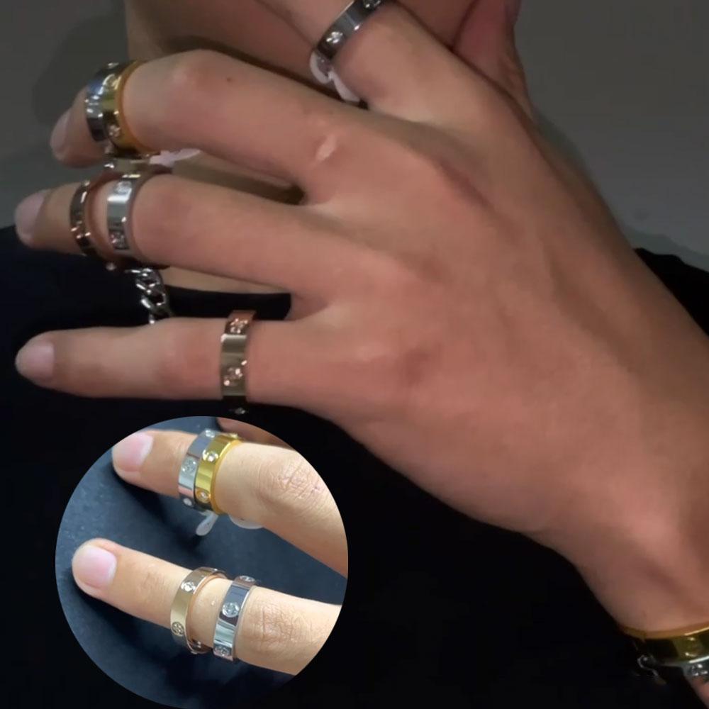 Klassischer Kreuz-Edelstahl-Liebesring für Damen Herren Roségold Farbe Paar CZ-Kristallringe Luxuriöser Schmuck Hochzeitsgeschenk