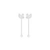 Swan Rhodium Plated Earrings Womens Silver