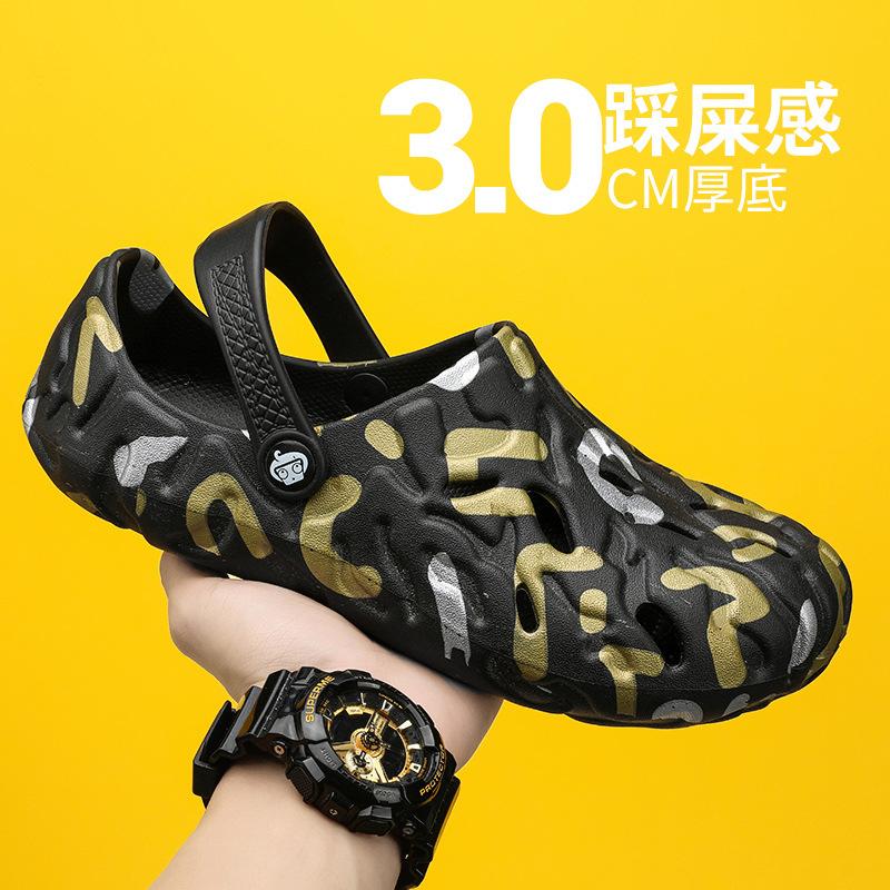 

Large size 47 hole shoes men s summer 2025 outer wear dual-purpose bag head slippers non-slip and wear-resistant beach sandals 48 40 чёрный