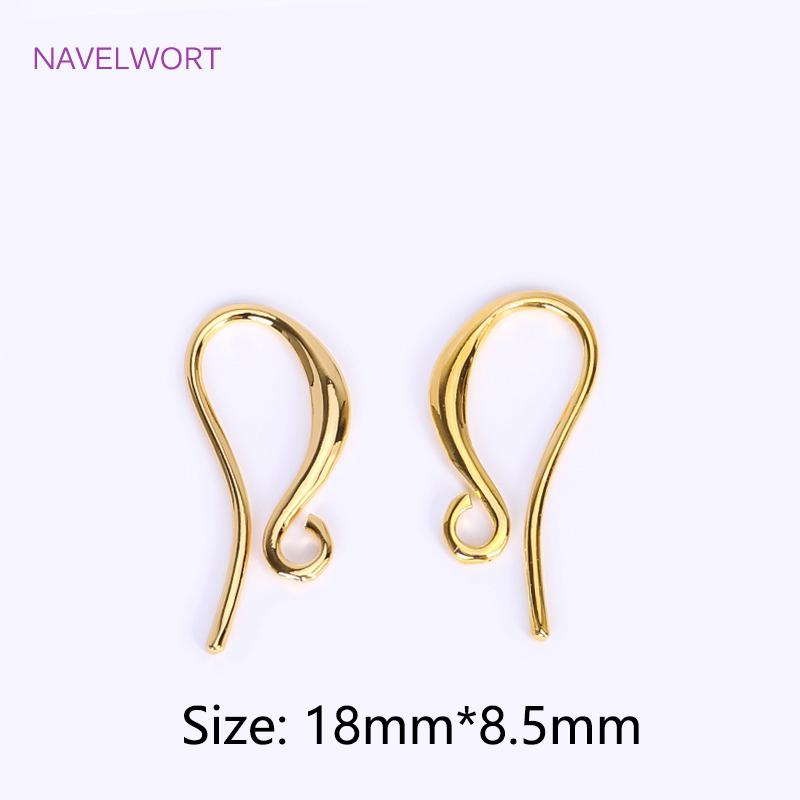 18K Gold Plated Earring Hook Ear Wire Brass Accessories For Earring Making Supplies,For Earrings DIY Jewelry Making Findings 10 pieces