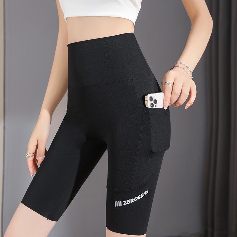 Women's Pocket Shark Pants - Summer Lightweight, No-Line, Tummy-Control Cycling & Yoga Shorts