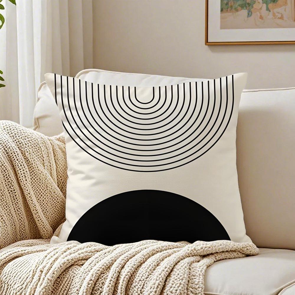 Nordic Abstract Art Pillow Case Double-Sided Plush Sofa Cushion Covers Organic Breathable Invisible Zipper
