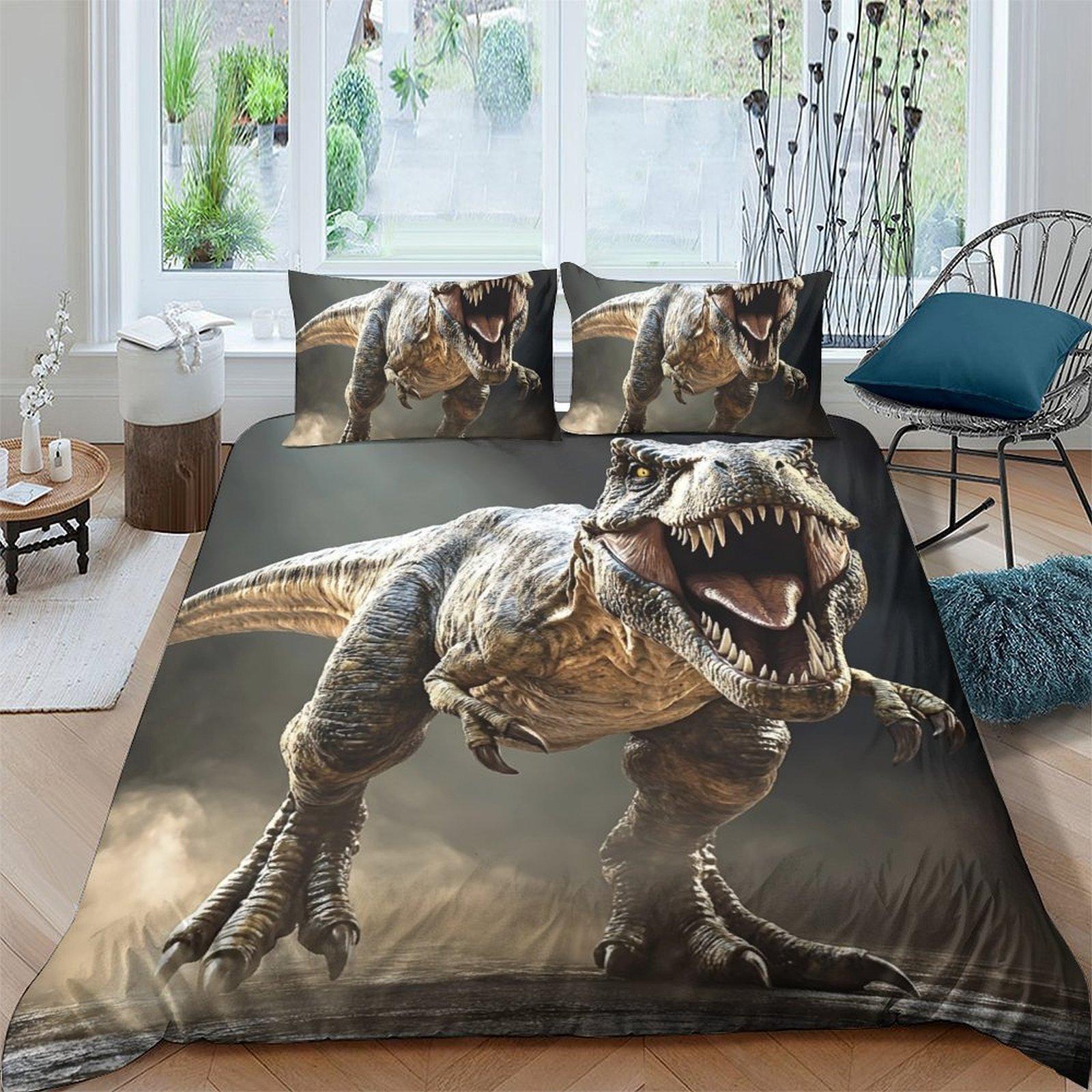 

3D Dinosaur Print Quilt Cover Pillowcase Two Three Piece Set Polyester Single EU single 135*200
