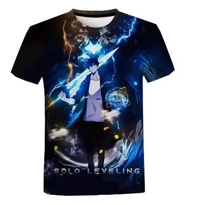 Summer Solo Anime 3D Printing Men s T-Shirt Street Fashion Oversize Men s Short Sleeve Casual Round Neck XXS
