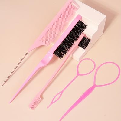 [Essenziali per lo Styling dei Capelli in Viaggio] Set di Strumenti Fai-da-Te per lo Styling dei Capelli, Spazzola per Capelli e Kit di Strumenti per Trecciare Inclusi Pettine per lo Styling dei Capelli, Pettine a Coda di Ratto, Spazzola per Bordi