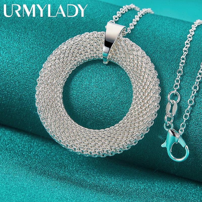 925 Sterling Silver Round Circle 16/18/20/22/24/26/28/30 Inch Pendant Necklace For Women Wedding Party Fashion Jewelry