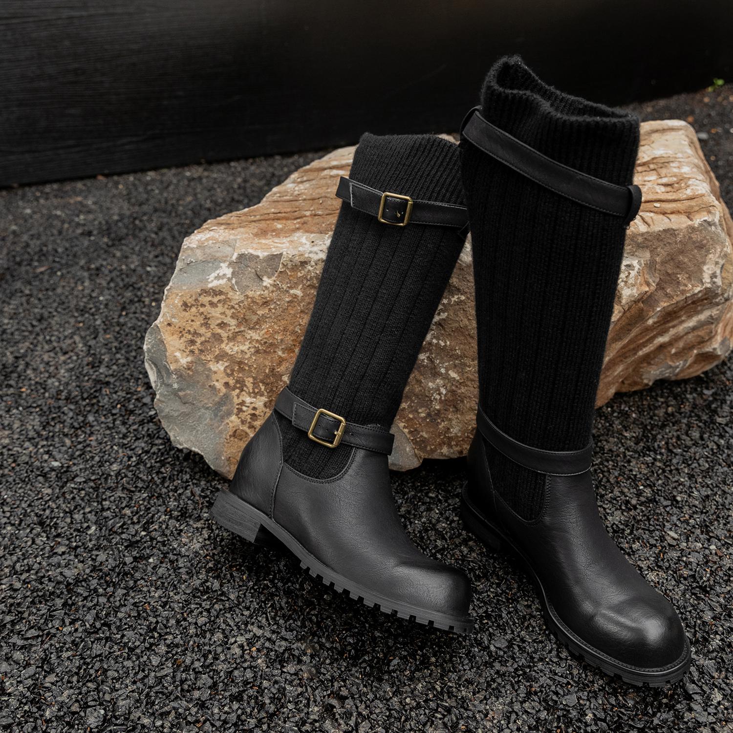 Krazing Pot Осенне-зимняя обувь из коровьей кожи Модные сапоги с круглым носком Сохраняют — фото 20