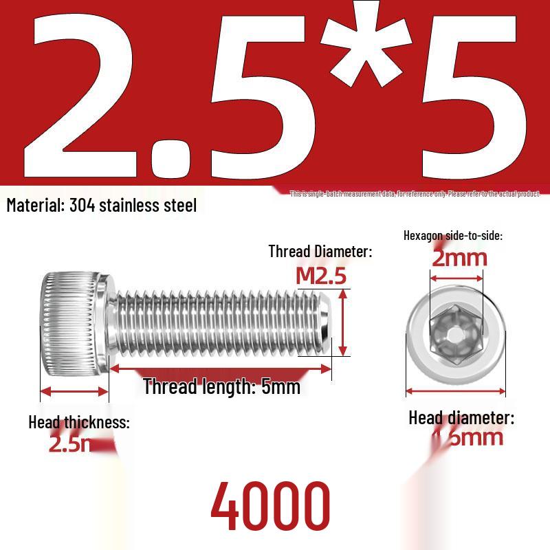 304 Stainless Steel Hex Socket Head Cap Screws, M2-M10, Extended Length