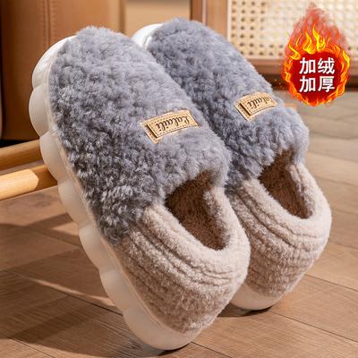 Thick-soled Plush Cotton Slippers Bag Heel 2025 New Indoor Thick-soled Skin-friendly Velvet Cotton Shoes