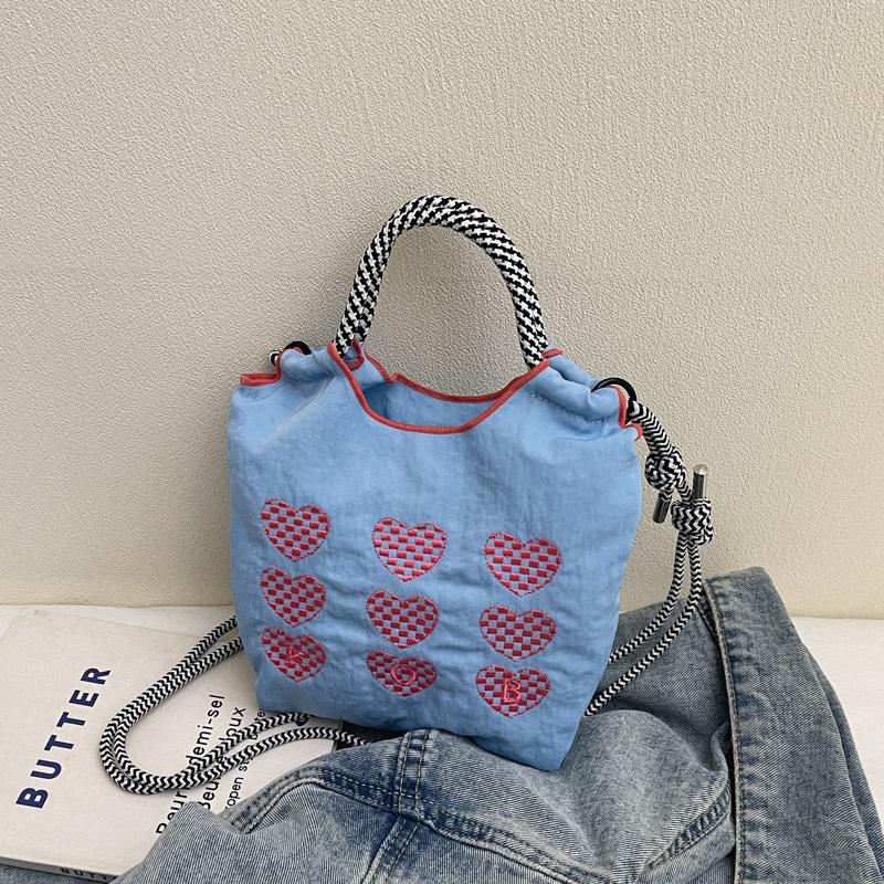 

Small satchel casual foreign style trend handbag Korean contrast niche simple one-shoulder cross-body fashion bucket bag woman синій