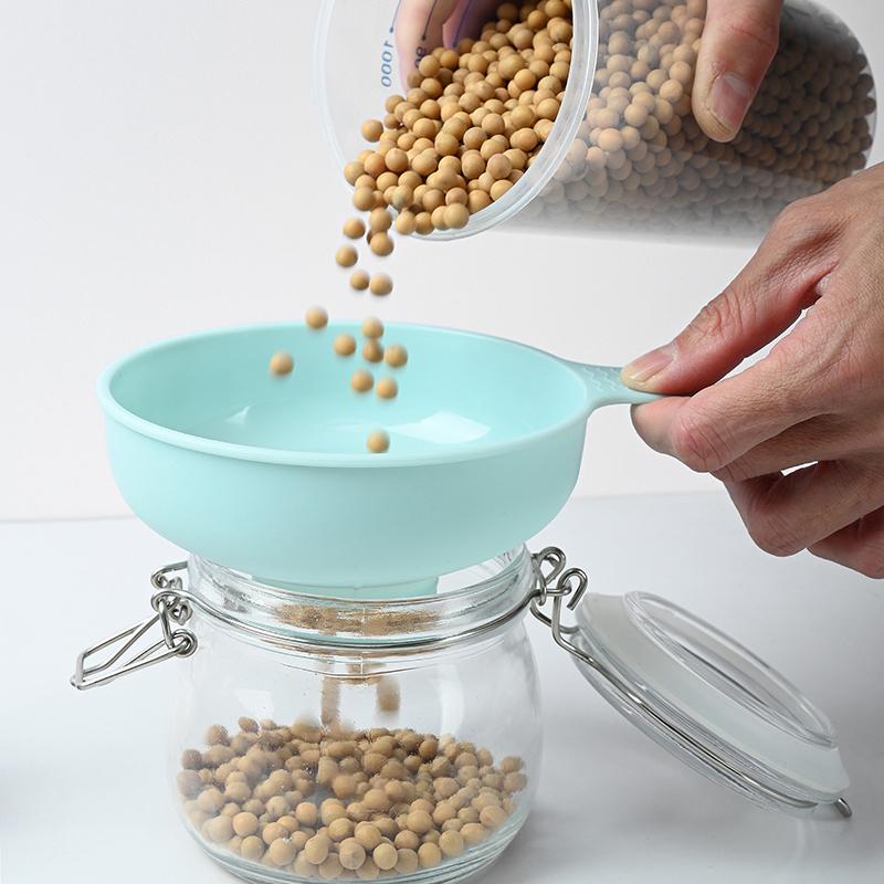 Embudo de boca ancha de plástico 3 en 1 para envasar mermeladas, ensaladas, tarros, filtros para latas, aceite, vino, agua, especias, accesorios de cocina, herramientas y gadgets