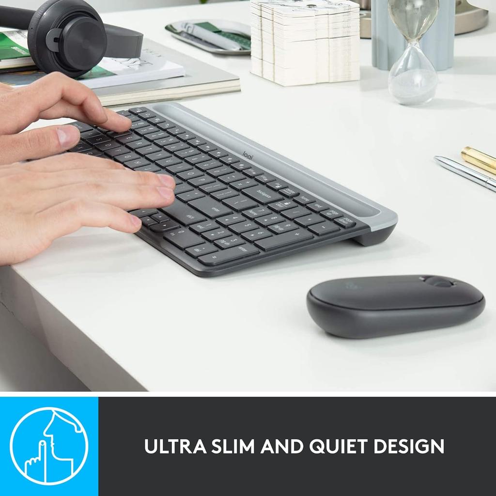 Logitech MK470 Wireless Keyboard and Mouse Set Office Keyboard and Mouse Set Thin Film Keyboard with Wireless 2.4G Receiver
