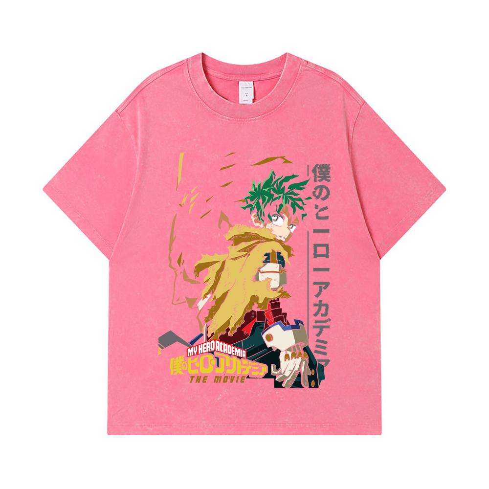 275 GSM Washed T-shirts 100% Cotton My Hero Academia V25 Deku Print Unisex Heavy Cotton T Shirt
