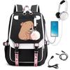 Cute Cartoon Pattern Capybara Drinking Milk Tea Printed Schoolbag Middle and High School Students High School Large Capacity Schoolbag Travel Bag