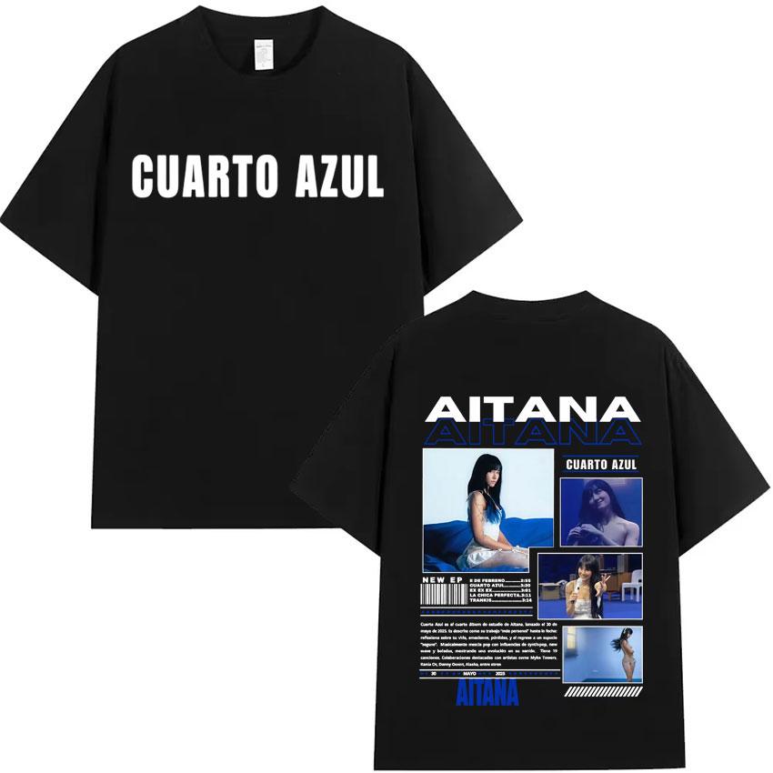 Summer Hot Sale Trendy 2025 Singer Aitana Ocana Tour Hippie T Shirts Cotton Tshirt Mens Y2K Casual Short Sleeves Tops Streetwear
