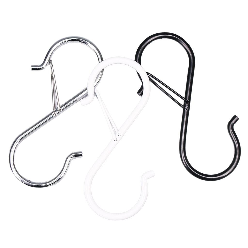 Windproof No-Punch S-Hooks for Bags, Hats & Wardrobes - Anti-Drop, Spring Buckle Storage Solution