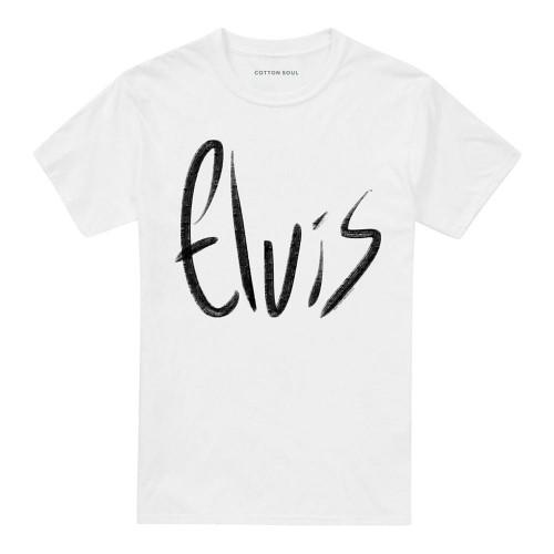 Elvis Presley Unisex Adult Sketchy Name T-Shirt