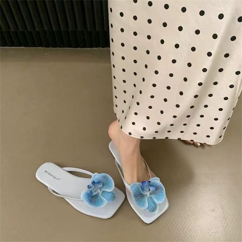 Fashion Chic Fairy - Style Flower Flip - Flops | Orchid Accent, Soft & Comfy, Perfect for Beach Vacations & Daily Leisure