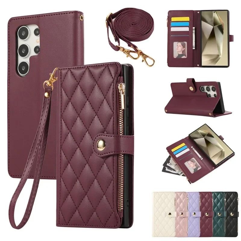 

Crossbody Leather Phone Case For Samsung S26 S25 S24 Ultra S23 FE S22 S21 Plus A57 A37 A17 A07 A16 A06 A36 A56 A55 Wallet Cover Galaxy S25 Edge