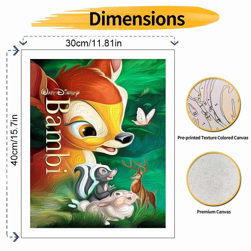Disney Bambi Characters Digital Oil Painting Art Kit Hand Painted Home Decor Wall Ornament 128 Characters