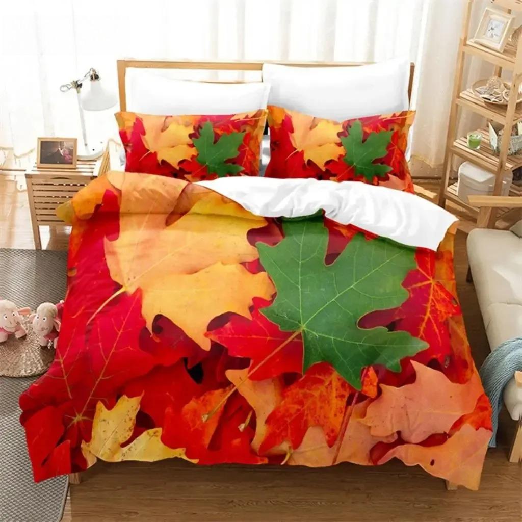 

Maple Leaf Queen Bedding Set Duvet Cover Set Kids Bedding Digital Printing Bed Linen King Size Duvet Cover 135x200cm