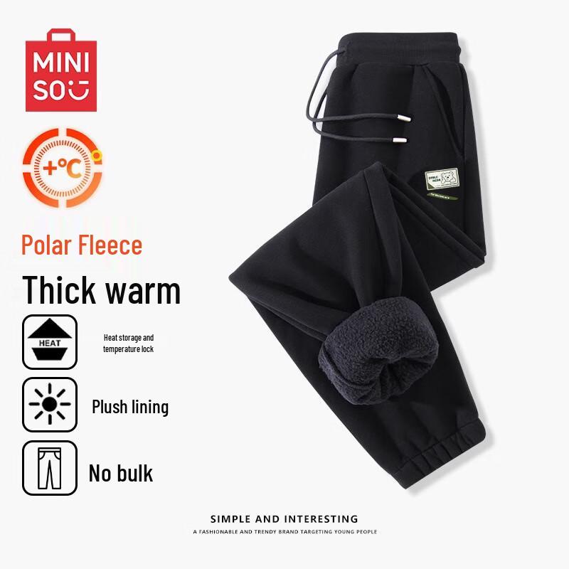 MINISO Men s 2024 Fleece-Lined Winter Casual Joggers XL