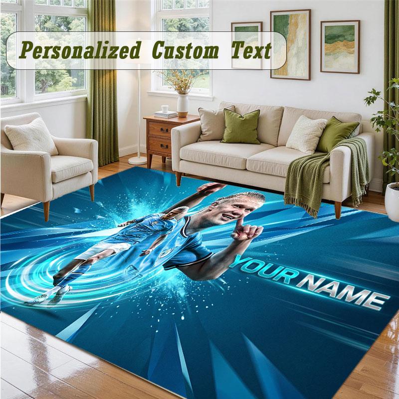 Crystal Velvet Square Rug Custom NameErling Haaland Pattern Non Slip Home Floor Decor Rug