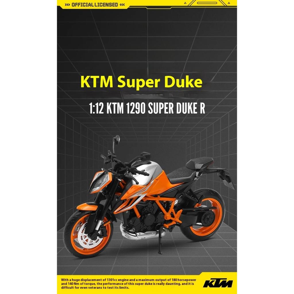 KTM 1290 Super Duke R, Maßstab 1:12, Sportmotorrad-Miniaturmodell aus Metallguss, dekoratives und trendiges Accessoire, Geschenk für Freunde