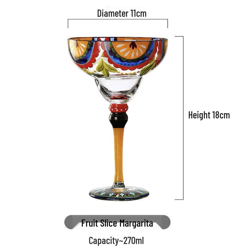 Hand-Painted High-Stem Margarita Glass for Cocktails