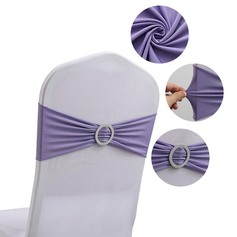 LMETJMA 10 Pcs Spandex Chair Sashes Premium Stretch Bows With Buckle Slider Universal Elastic Bands for Wedding Party Banquet