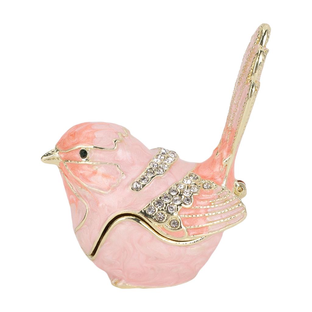 Bird Trinket Box Hinged with S Metal Enamel Jewelry Box Necklace Ear S Storage Birds Figurines Home Decor