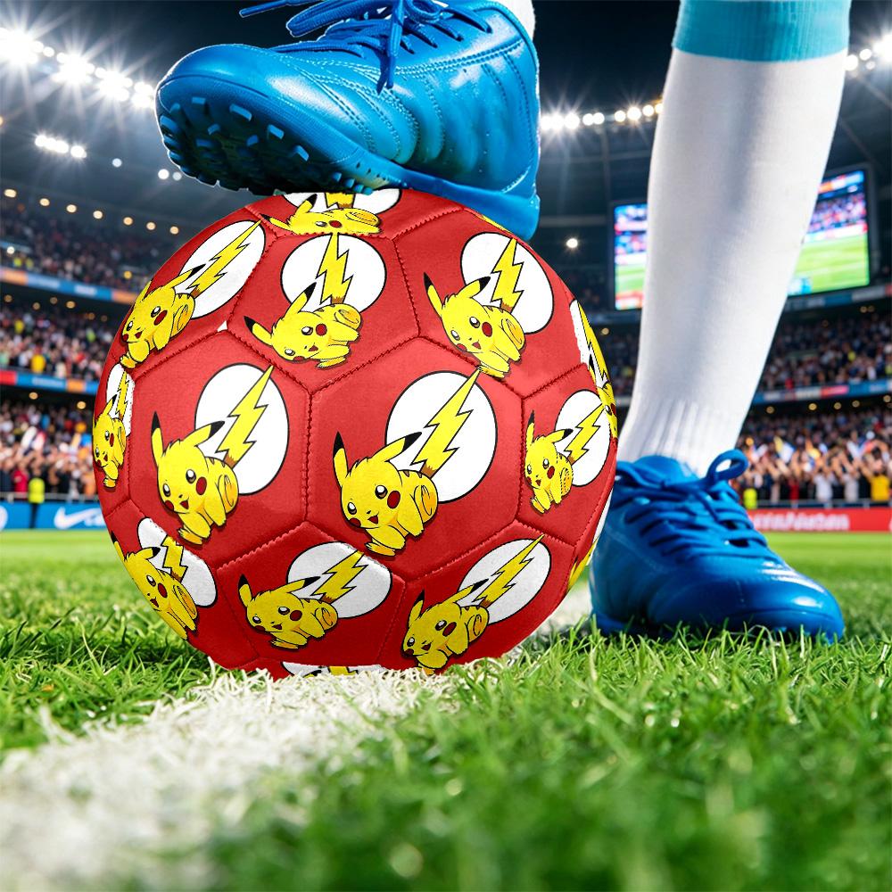 Pikachu Printed Size 5 Standard Football, Waterproof PU Training Soccer Ball for Outdoor Sports