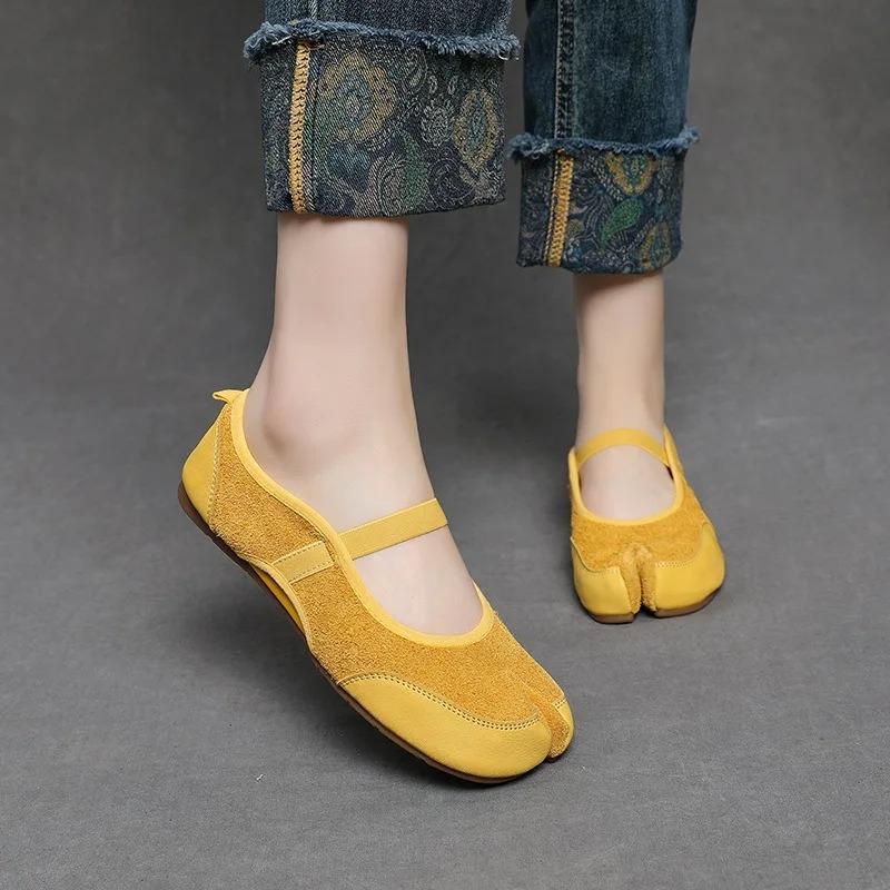 Fashion Cross Strap Tabi Hollow Flat Shoes Women Mary Jane Slip-on Split Toe Ballet Flats Trainers 2025 Summer Outdoor Walking Sneakers