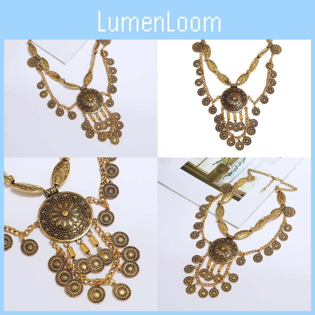 Vintage Ethnic Style Alloy Coin Necklace With Geometric Pendant For Boho Fashion Enthusiasts