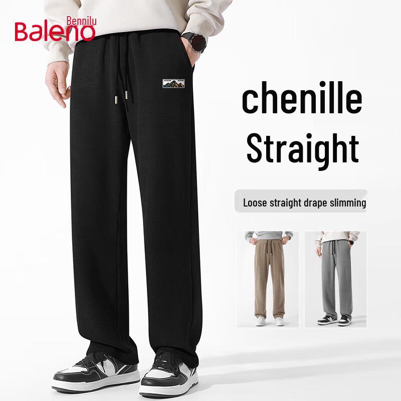 Baleno Men's Chenille Textured Straight-Leg Pants