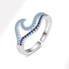 Women's Unique Double Layer Wavy Gradient Blue Index Finger Ring Fashion Jewelry Accessory