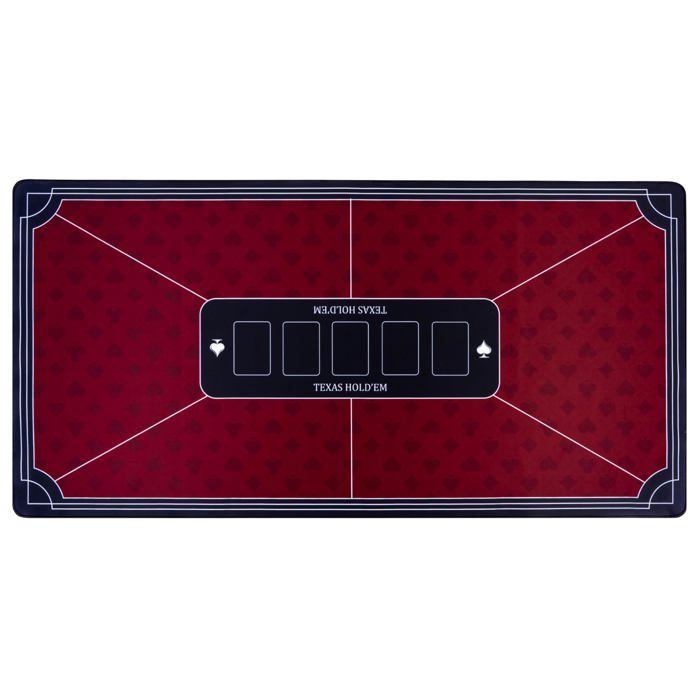 Tapis de Poker Texas Hold’em 118x59 cm Rouge – Tapis Poker Compact Casino Antidérapant Pro 6 à 8 Joueurs Engelhart