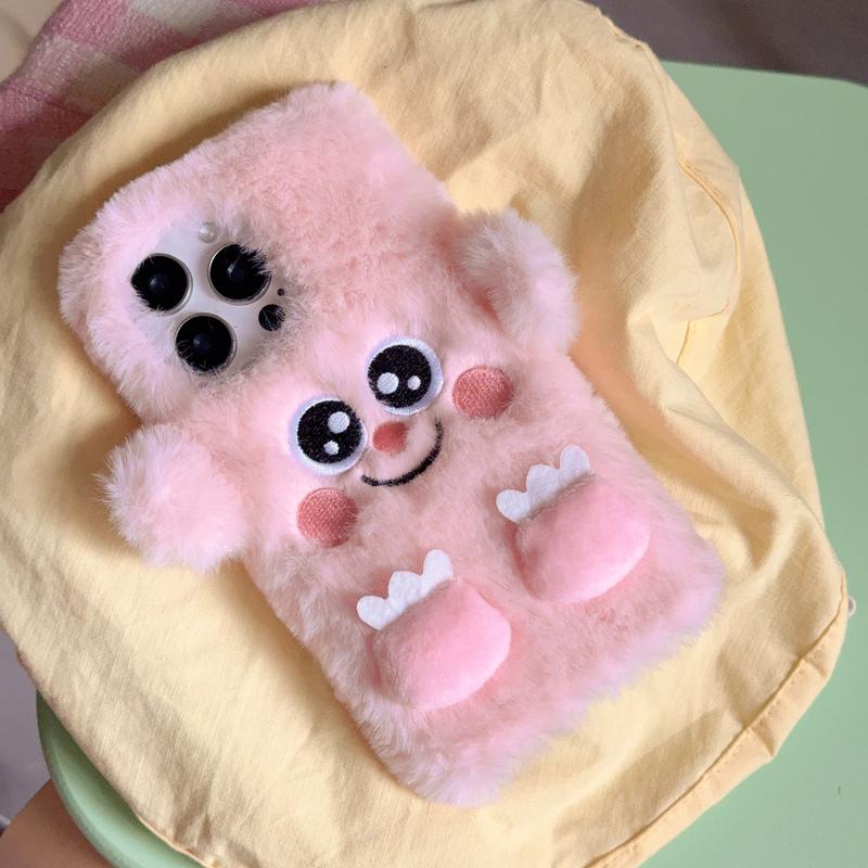 3D Cute Cartoon Funny Phone Cases For Goolge Pixel 6 7 8 9 Pro XL &iPhone 17 Air 16 15 14 13 12 Mini Pro Max Fluffy Plush Soft Bumper Protection
