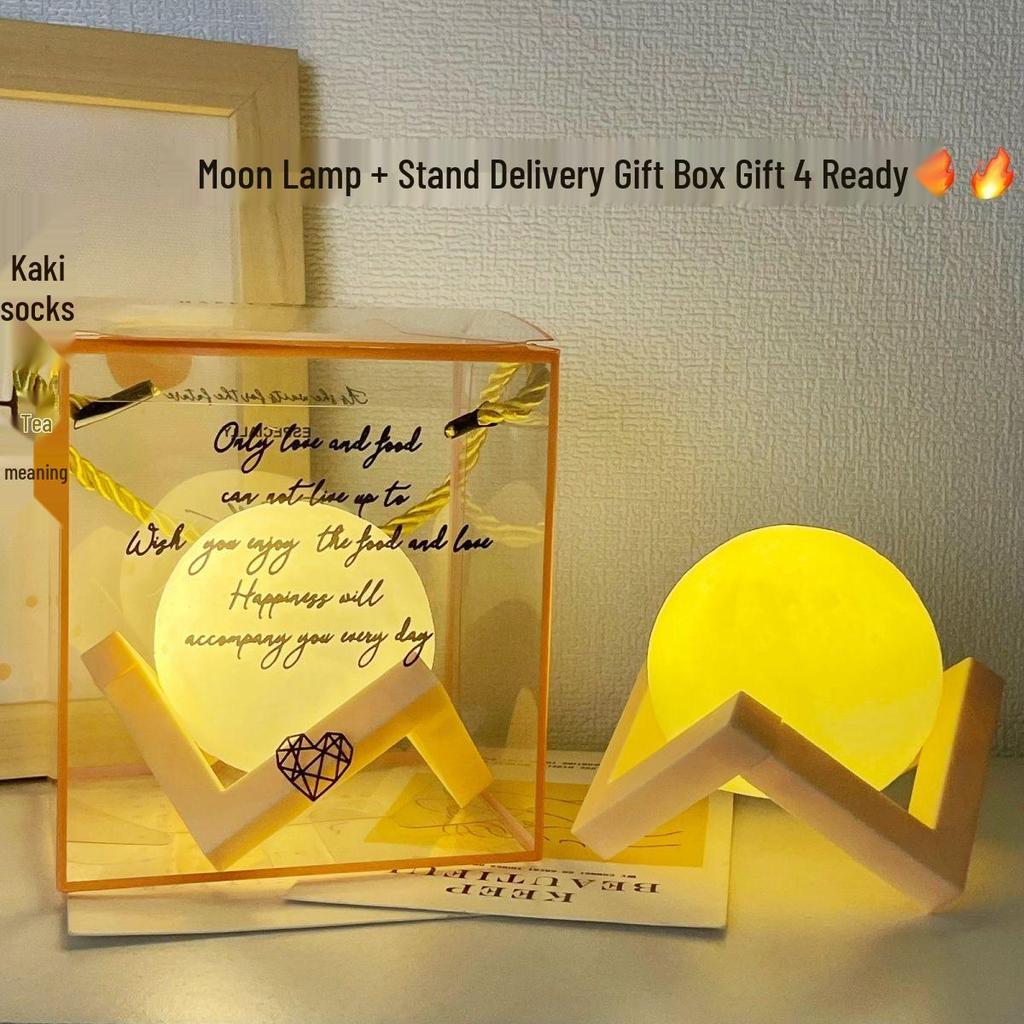 Creative 3D Moon Lamp Night Light - Eye-Friendly Sleep Aid & Birthday Gift for Best Friend or Child's Bedroom