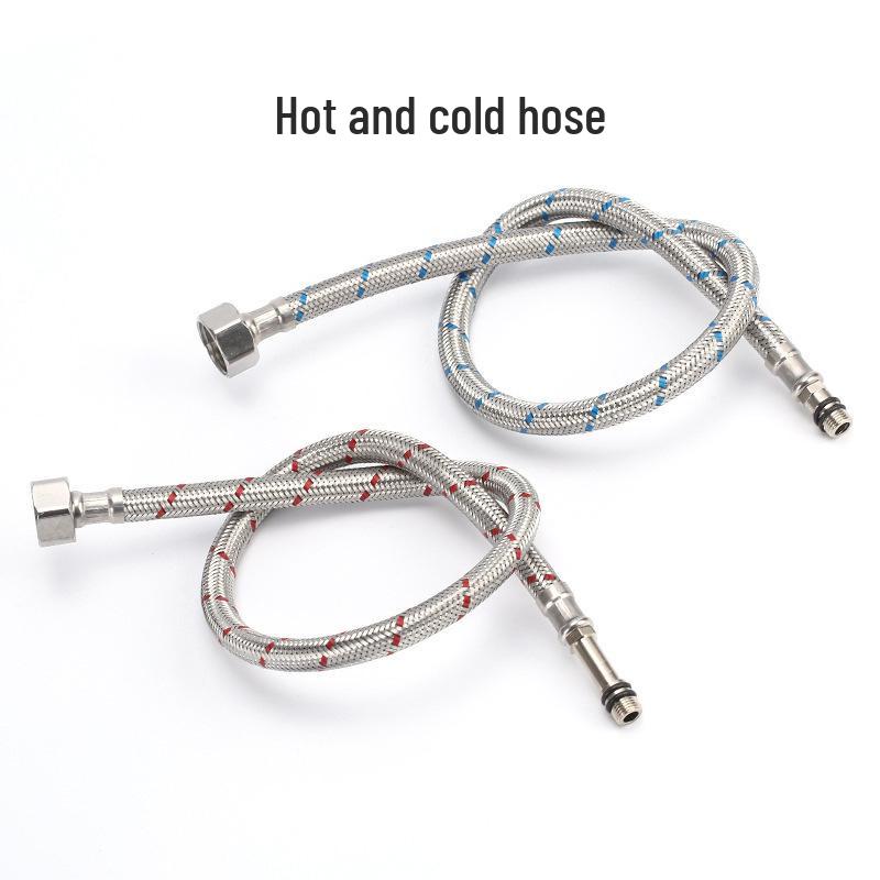 304 Stainless Steel High-Pressure Toilet Water Heater Hose - Hot/Cold, Explosion-Proof, Metal Braided, Single Cold Inlet